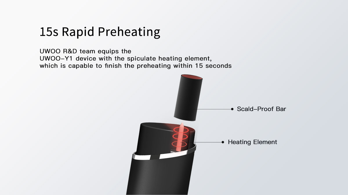 Heat not burn device Y1 feature: 15s rapid preheating