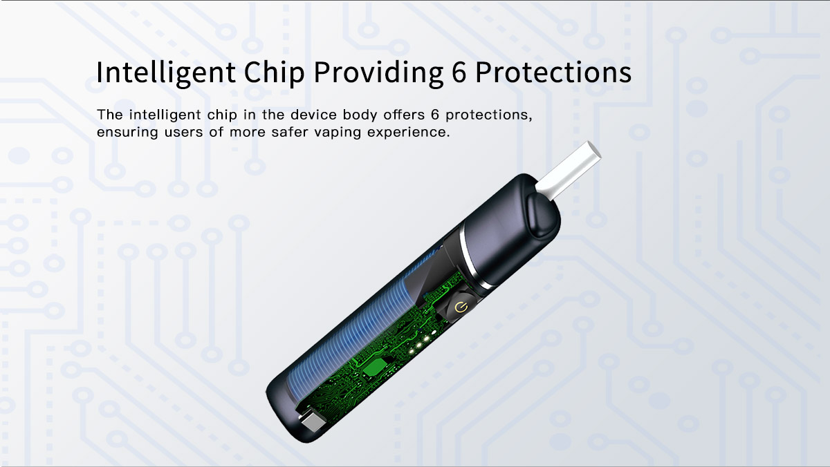 Heat not burn device Y1 feature: Intelligent chip proivding 6 protections